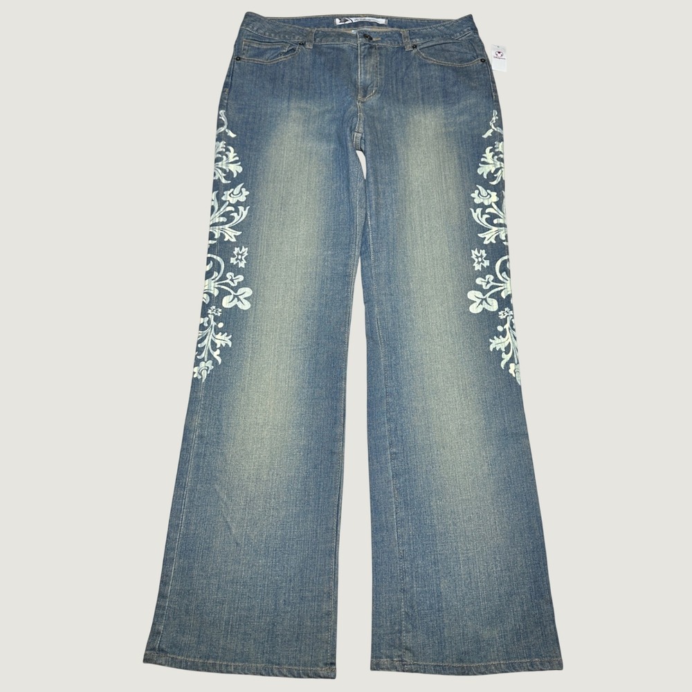 NEW Disney Store Tinker Bell Jeans Womens 12 Floral Baggy Fairycore Vintage Y2K